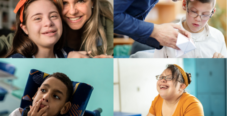 Four photo collage of children with special educational needs