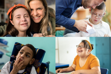 Four photo collage of children with special educational needs